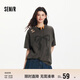 森馬（Semir）短袖T恤女中長款做舊oversize夏2025蝴蝶結破洞衣服109325100036