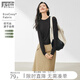 對(duì)白優(yōu)可絲軟糯褶皺長(zhǎng)袖T恤女2025秋裝新款百搭顯瘦短款打底上衣 靜謐黑 L