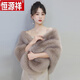 恒源祥婚紗披肩女秋冬季狐貍毛新娘禮服旗袍外搭高端皮草斗篷 香檳色-(全毛款)_甄選毛料-不掉毛