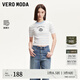 VEROMODA針織衫2025新款含萊賽爾印花條紋短款上衣3255029 蜜乳白色 S