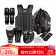 九日山散打護具套裝訓練拳套護胸頭盔護襠護腿護齒護腳背武術(shù)搏擊護具 黑色八件套 XL