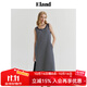 ELAND衣戀背心連衣裙女寬松U領(lǐng)條紋慵懶休閑裙子夏季新款 藏青色(59)Navy M 165