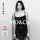 MO&Co.【秦嵐同款】吊帶裙重工珠片疊繡植絨底連衣裙蕩領(lǐng)摩安珂 黑色 L