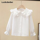 蘿卜唄唄（LUOBOBEIBEI）女童襯衫娃娃領(lǐng)長(cháng)袖襯衣秋季上衣百搭校園款演出服 白色 140