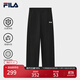 FILA 斐樂(lè )官方女士針織長(cháng)褲2025冬季新款時(shí)尚休閑寬松加絨直筒褲 正黑色-BK S 160/62A/S