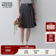 Teenie Weenie小熊女裝春夏休閑時(shí)尚高腰百褶半身裙可拆卸腰帶短裙 深灰色 S (160)