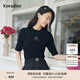 珂萊蒂爾Koradior秋季舒適簡(jiǎn)約百搭淑女針織衫女上衣 黑色 M