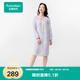 全棉時代（PurCotton）25春新款女士褶皺紗長袖長褲家居服套裝家居裙 浮光若絮（裙款） XL (170)
