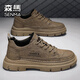 森馬男鞋春季透氣運動(dòng)休閑板鞋男士皮鞋工作防水防滑耐磨工裝馬丁鞋子 卡其 【基礎款】 40