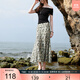 三彩2025夏季新款碎花半身裙斜裁A字裙松緊腰魚(yú)尾裙浪漫長(cháng)裙M