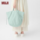 MUJI IDEE 皺縫包手提包棉麻帆布包大容量收口帆布袋GA30CC3S 薄荷綠色