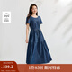 茵曼（INMAN）【商場(chǎng)同款】法式純棉牛仔連衣裙2025夏季女裝新品寬松a字裙 深牛仔藍(lán) M
