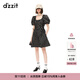 DZZIT地素連衣裙春夏法式復古泡泡袖波點(diǎn)裙女3H2O4304A 黑色 S