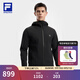 FILA 斐樂(lè )官方男士針織連帽外套2025秋新款健身運動(dòng)防曬寬松上衣 深黑-BK L 175/96A/L