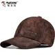 啄木鳥(niǎo)真皮棒球帽子男休閑中老年人老頭秋冬季羊皮保暖翻絨磨砂鴨舌翻毛 棕色羊皮 均碼 (56-59cm )可調節