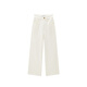 太平鳥(niǎo)薄上廣角褲高腰闊腿牛仔褲2025秋季大直筒牛仔褲 牛仔米白 XL 170