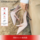 CHARLES&KEITH緞面蝴蝶結尖頭高跟涼鞋女生日禮物CK1-60361556 Light Pink淺粉色 37
