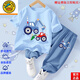 G.DUCKKIDS品牌童裝男童夏季冰絲套裝新款短袖防蚊褲寶寶恐龍衣服兩件套薄夏 官方旗艦卡通挖車(chē)天藍+挖掘機牛藍褲冰絲 100CM 均碼