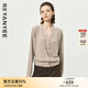 顏域長(zhǎng)袖毛衣女士2025秋裝新款輕熟風(fēng)蕾絲花邊V領(lǐng)寬松針織衫上衣 駝色 L