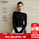 艾諾絲雅詩(shī)【商場(chǎng)同款】2025秋季新品通勤不對稱(chēng)斜肩綿羊毛針織衫女40816057 黑色 S