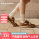 森達（SENDA）王楚然同款月牙鞋德訓鞋女2025春季新款商場(chǎng)同款休閑板鞋4NR26AM5 棕色 38