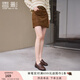 香影美拉德穿搭咖色半身裙女2025秋裝新款梨形遮胯超好看高腰短裙 咖色 S 155/60A/85-95斤