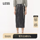 LESS【精工系列】夏季壓褶高腰裙女氣質(zhì)水墨垂感半身裙2O4D12320 099黑色系花型 S