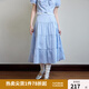 獨束大碼女裝夏少女感時(shí)尚套裝微胖mm清爽減齡襯衫+半裙兩件套 晴空藍-半身裙 XL (尺碼：3) (尺碼：3)