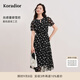 珂萊蒂爾2025年夏季新款黑色碎花短袖雪紡連衣裙女優(yōu)雅氣質(zhì)中長裙 黑色 S