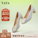 他她（TATA）氣質(zhì)方扣單鞋女鞋2025新粗跟高跟鞋法式鞋子女鞋7YO01AQ4 蘭灰 39