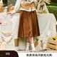 紫涵（ZIHAN）紫涵復(fù)古燈芯絨七分裙女2025年秋季新款美拉德寬松保暖a字半身裙 落日橘 M