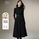 晚白【新品】冬款綿羊毛氣質(zhì)立領(lǐng)收腰顯瘦無(wú)袖連衣裙【送腰帶】 黑色 M