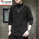啄木鳥(niǎo)長(cháng)袖t恤男2025秋冬新款加絨加厚半高領(lǐng)打底衫保暖修身德絨上衣男 2162黑色 XL 建議120-145斤