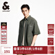 杰克·瓊斯（JACK&JONES）XJ肌理感泡泡紗字母刺繡潮流百搭短袖上衣寬松襯衫男裝2252O2008 E04軍綠色 L