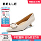 百麗（Belle）舒適優(yōu)雅單鞋女2025春新商場(chǎng)款真皮氣質(zhì)高跟鞋D3N1DAQ5 米白 36 (230mm)