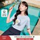 香影（xiangying）藍色純棉t恤女短袖2025年春夏新款重工亮片印花寬松圓領(lǐng)上衣 藍色 M