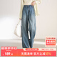 尚都比拉純棉直筒牛仔褲女士春秋長(cháng)款褲子寬松顯瘦復古百搭女褲 牛仔藍M