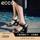 愛(ài)步（ECCO）涼鞋女 夏季百搭一字式扣帶女士?jì)?yōu)雅粗跟高跟鞋 雕塑233323 黑色23332301001 37