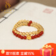 施華索尼亞天然紅瑪瑙黃水晶手串女款招財轉運手鏈送女友520禮物 雙圈【7A級】 珠子6mm