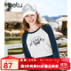 百圖betu女裝秋季新款T恤新款美式復古字母印花圓領(lǐng)T恤女2308T18 白色 M