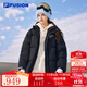 FILA FUSION斐樂(lè )潮牌情侶款羽絨服時(shí)尚立領(lǐng)上衣外套男女同款羽絨服 正黑色-BK 情侶款 S