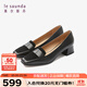 萊爾斯丹簡(jiǎn)約英倫拼接方頭中跟通勤單鞋女鞋5T46324 黑色 BKS 37