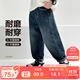 左西男童加絨牛仔褲兒童保暖長(zhǎng)褲2025新款男孩褲子秋冬款 牛仔色 140