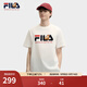 FILA 斐樂(lè )官方男子針織短袖衫2025夏新款狐貍刺繡休閑舒適純棉T恤 云菇白-WT M 170/92A/M