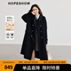 紅袖100%綿羊毛呢大衣冬季2024新款女裝學(xué)院風落肩高級翻領(lǐng)雙面呢外套 藏青495 S