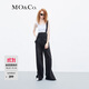 MO&Co.寬松直筒側開(kāi)叉顯瘦美式復古休閑牛仔背帶褲