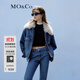 MO&Co.【土耳其棉】新品可拆卸毛領(lǐng)牛仔夾克棉服摩安珂 牛仔藍色 XS 155