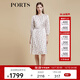 PORTS寶姿商場(chǎng)同款早春新品女裝交織光影印花連衣裙LD8D050PPT017 亞麻淺金印花 L (8)