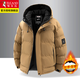 啄木鳥(niǎo)2025冬季新款棉服男士外套潮流時(shí)尚連帽中青年加厚棉衣保暖棉襖子 淺棕色 L 建議體重130-150斤