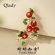 Qlady紅色瑪瑙事事如意柿子胸針高檔女輕奢大氣別針絲巾扣生日新年禮物